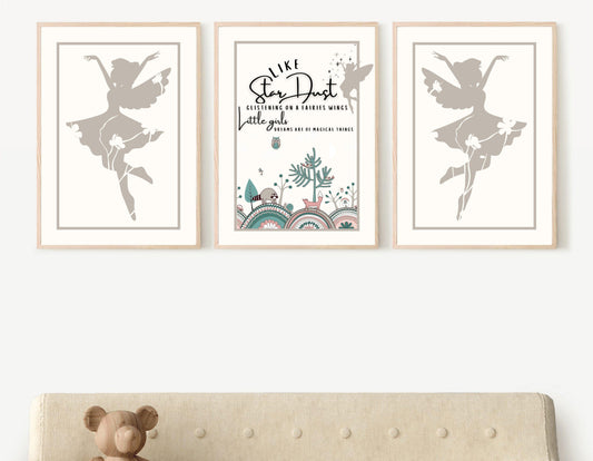 Set Of Three Fairy Prints Illustrashun
