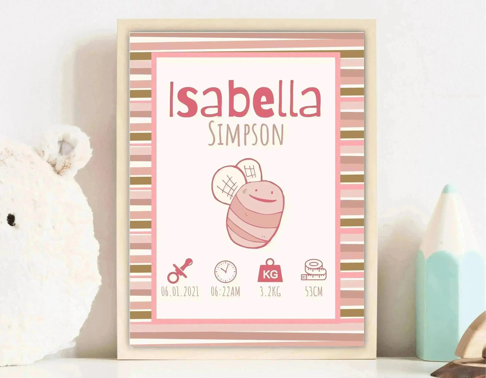 Bee - Personalised baby print Illustrashun